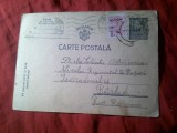 Carte Postala circulata 1948 Liteni (Suceava) - Barlad cu Timbru fix 7,5lei Mihai si IOVR