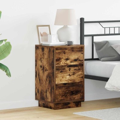 vidaXL Dulap de noapte Stejar afumat 39 x 34.5 x 65 cm Lemn compozit 869630 foto