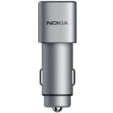 Incarcator auto rapid Stylish, Dual USB, Qualcomm 3.0, Argintiu, Nokia