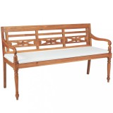 vidaXL Bancă Batavia cu perne, 150 cm, lemn de tec