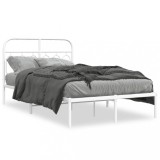 Cumpara ieftin Cadru de pat metalic cu tablie, alb, 120x190 cm