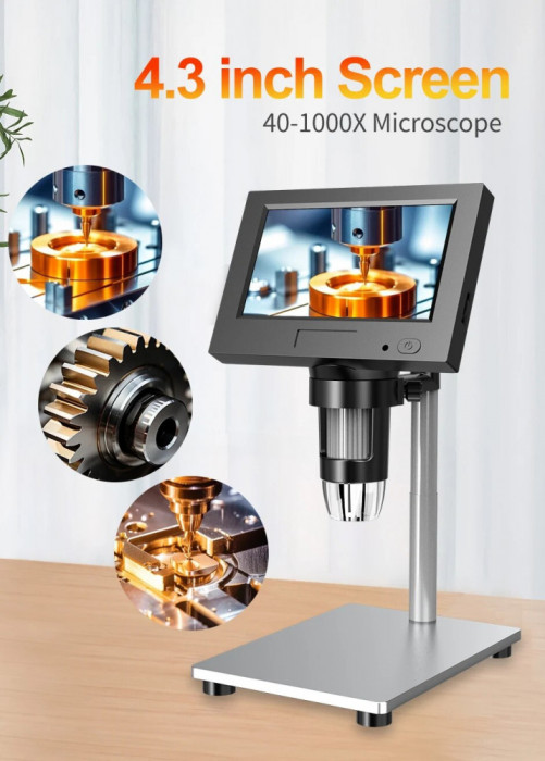 Microscop digital cu ecran, stand, acumulator📺