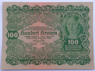 Austria , 100 Coroane 1922 foto