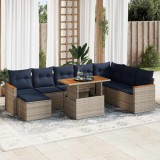Gossi set canapele de gradina, 9 piese, cu perne, gri, poliratan