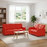 Set de canapea 2 pcs Rosu Piele artificiala