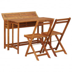 Masa cu jardiniera de gradina, 2 scaune bistro, lemn de acacia