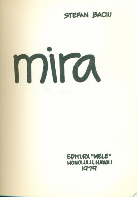 MIRA-Stefan Baciu - Editura ,,MELE&amp;quot; HONOLULU, HAWAII, 1979 foto