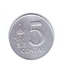 Moneda Lituania 5 centai 1991, stare buna, curata