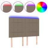 Cumpara ieftin Tablie de pat cu LED, gri taupe, 144x5x118/128 cm, textil