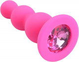 Dildo Rosy Fuchsia Bead Clear Stone