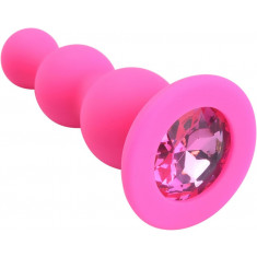 Dildo Rosy Fuchsia Bead Clear Stone