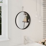 Oglindă suspendată cu agățătoare, negru, 40 cm