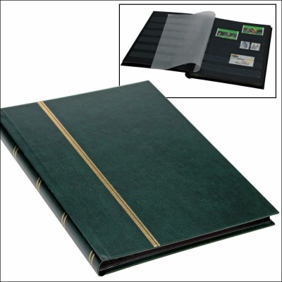 Clasor pentru timbre, format de carte 170 x 225 mm, 8 file 16 pagini negre - Verde foto
