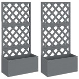 Cumpara ieftin Jardiniere cu spalier, 2 buc., gri, 65x33x135 cm, WPC