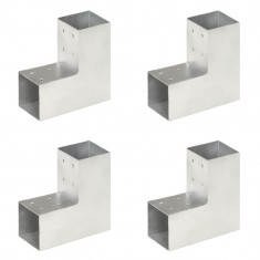 Conectori de grinda, forma L, 4 buc, 81x81 mm, metal galvanizat GartenMobel Dekor