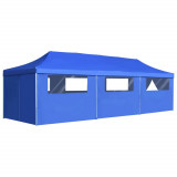 Cort petrecere pliabil cu 8 pereți laterali, albastru, 3 x 9 m, vidaXL