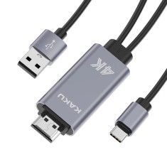 Adaptor HDMI KakuSiga, USB-C, USB, Transmitere imagine si sunet, 1 m, Gri