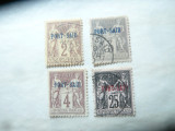 Serie mica Posta Franceza in Port Said 1899 , 4 valori stampilate ,supratipar, Stampilat