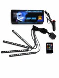 Cumpara ieftin Kit 4 benzi LED picioare RGB auto, 12 LED banda, telecomanda