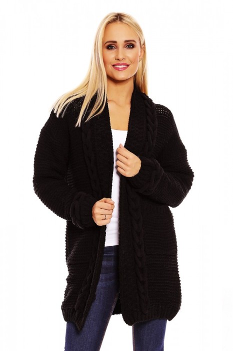 B377-1 Cardigan midi cu buzunare in fata