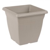 Ghiveci Patrat Flori, Plastic, Mocca, Capacitate 4.6 l, 21x21x19.7 cm