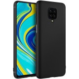 Husa Silicon Silk Touch compatibila cu Xiaomi Redmi Note 9 Pro, interior catifea, Negru