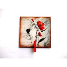 Decoratiune maci rosii pe fundal vintage, magnet frigider 37035