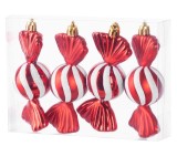 Set 4 ornamente pentru brad tip bomboane rosii, 11,5 cm, MagicHome