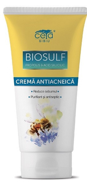 Crema antiacneica cu biosulf,propolis&amp;acid salicilic 50ml ceta