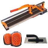 Masina de taiat gresie&Acirc;&nbsp;si faianta, aparat profesional, dispozitiv cu rulmenti, 80 cm, cu genunchiere si gletiera cu zimti, Richmann Exclusive
