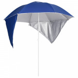 Umbrela de plaja cu pereti laterali Albastru 215 cm GartenMobel Dekor, vidaXL