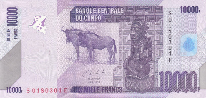 Bancnota Congo 10.000 Franci 2013 - P103b UNC