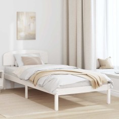 vidaXL Cadru de pat cu headboard Alb 80 x 200 cm Lemn masiv de pin 872084