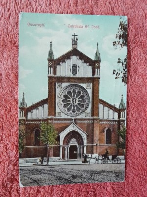 Carte postala, Bucuresti Catedrala Sf. Iosif, perioadsa interbelica foto