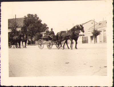 HST P1392 Poză militari rom&amp;acirc;ni &amp;icirc;n trăsură județul Cluj anii 1930 foto