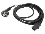 Cablu CEE 7/7 ştecăr unghi, IEC C13 mamă, PVC, 3m, Lanberg