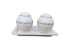 Set solnita piper si sare cu suport,ceramica, 8 cm-2 piese