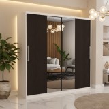 Dresing Delia 200 Alb cu Oglinda si Usi Wenge Transport oriunde &icirc;n Rom&acirc;nia