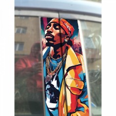 Sticker Auto Stalpi Usi 2Pac , Autocolant Rapper pentru Personalizarea Masinii