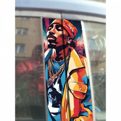 Sticker Auto Stalpi Usi 2Pac , Autocolant Rapper pentru Personalizarea Masinii foto
