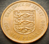 Cumpara ieftin Moneda exotica HALF NEW PENNY - JERSEY, anul 1980 * cod 3643, Europa