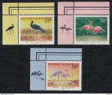 Kazacstan 1998-Fauna-pasari-flamingo-barza-Lot de 3 timbre cu vinieta, Nestampilat