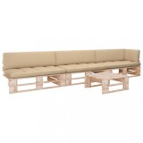 Cumpara ieftin Set mobilier paleți cu perne, 4 piese, lemn de pin tratat