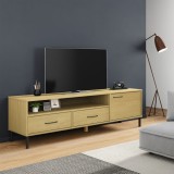 VidaXL Comodă TV cu picioare metalice &bdquo;OSLO&rdquo;, maro, lemn masiv pin