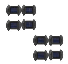 Set 8 lampi LED solare cu lumina bidirectionala pentru garduri, scari exterioare, senzor de lumina calda