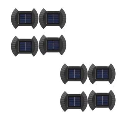 Set 8 lampi LED solare cu lumina bidirectionala pentru garduri, scari exterioare, senzor de lumina calda foto