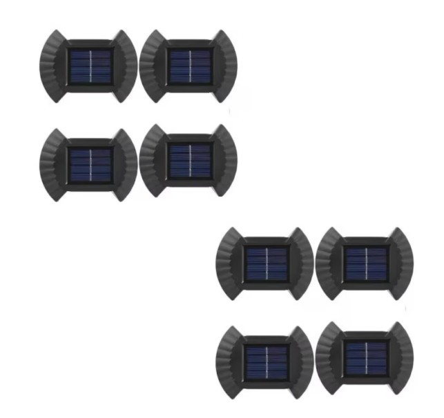 Set 8 lampi LED solare cu lumina bidirectionala pentru garduri, scari exterioare, senzor de lumina calda
