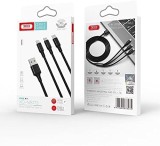 Cablu Incarcare USB-A - Lightning / microUSB / USB-C XO Design NB173, 18W, 1.2m, Negru
