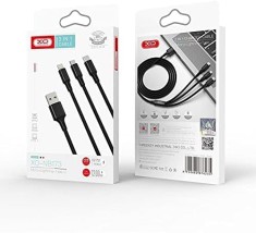 Cablu Incarcare USB-A - Lightning / microUSB / USB-C XO Design NB173, 18W, 1.2m, Negru