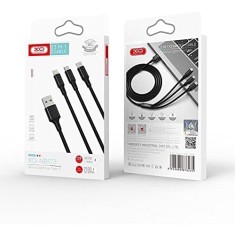 Cablu Incarcare USB-A - Lightning / microUSB / USB-C XO Design NB173, 18W, 1.2m, Negru
